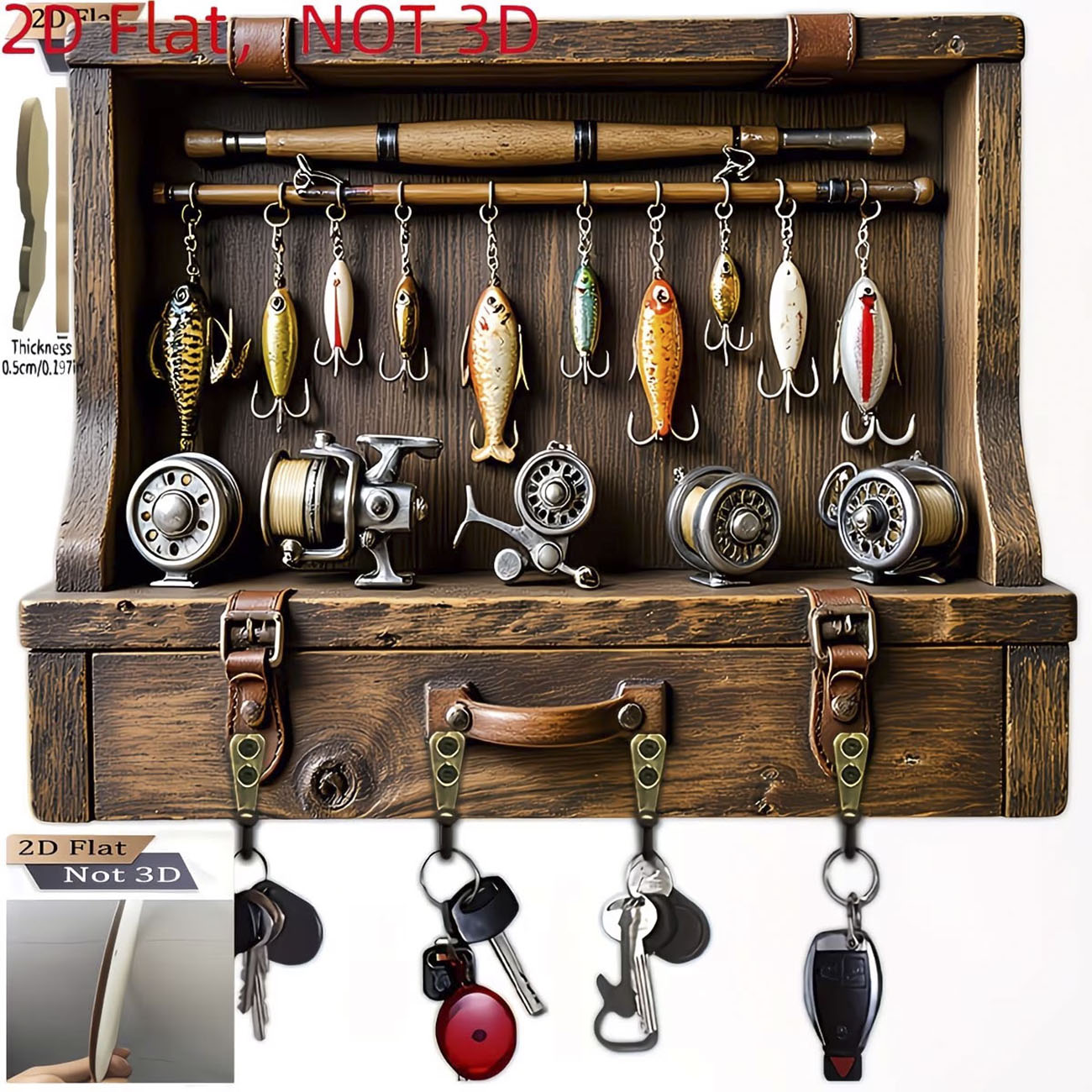 Fly Reel - Portachiavi Vintage a Forma di Esca